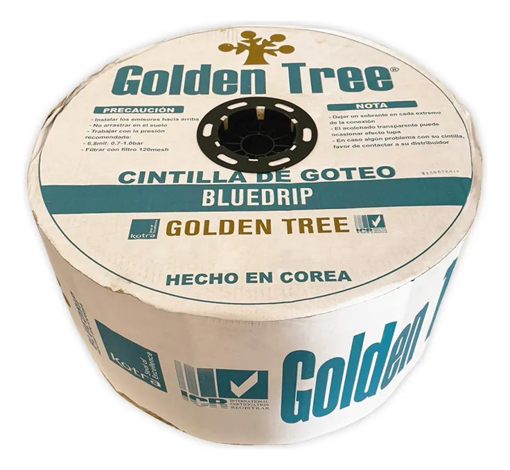 Cintilla Blue Drip GTree 5 Mil 5/8 (16 mm), 0.67 gpm/100 ft, gotero a 20 cm, 3660 m, laberinto
