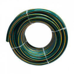 Manguera Verde Jardin Tramada Reforzada Línea Amarilla 1/2", 1 m
