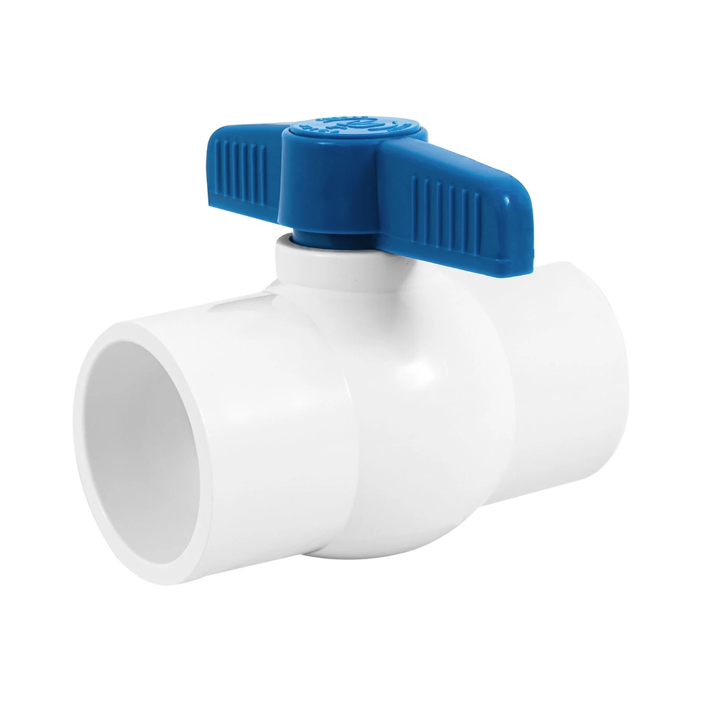 Válvula Esfera 2" C40 Cementar Manija Central de PVC Azul