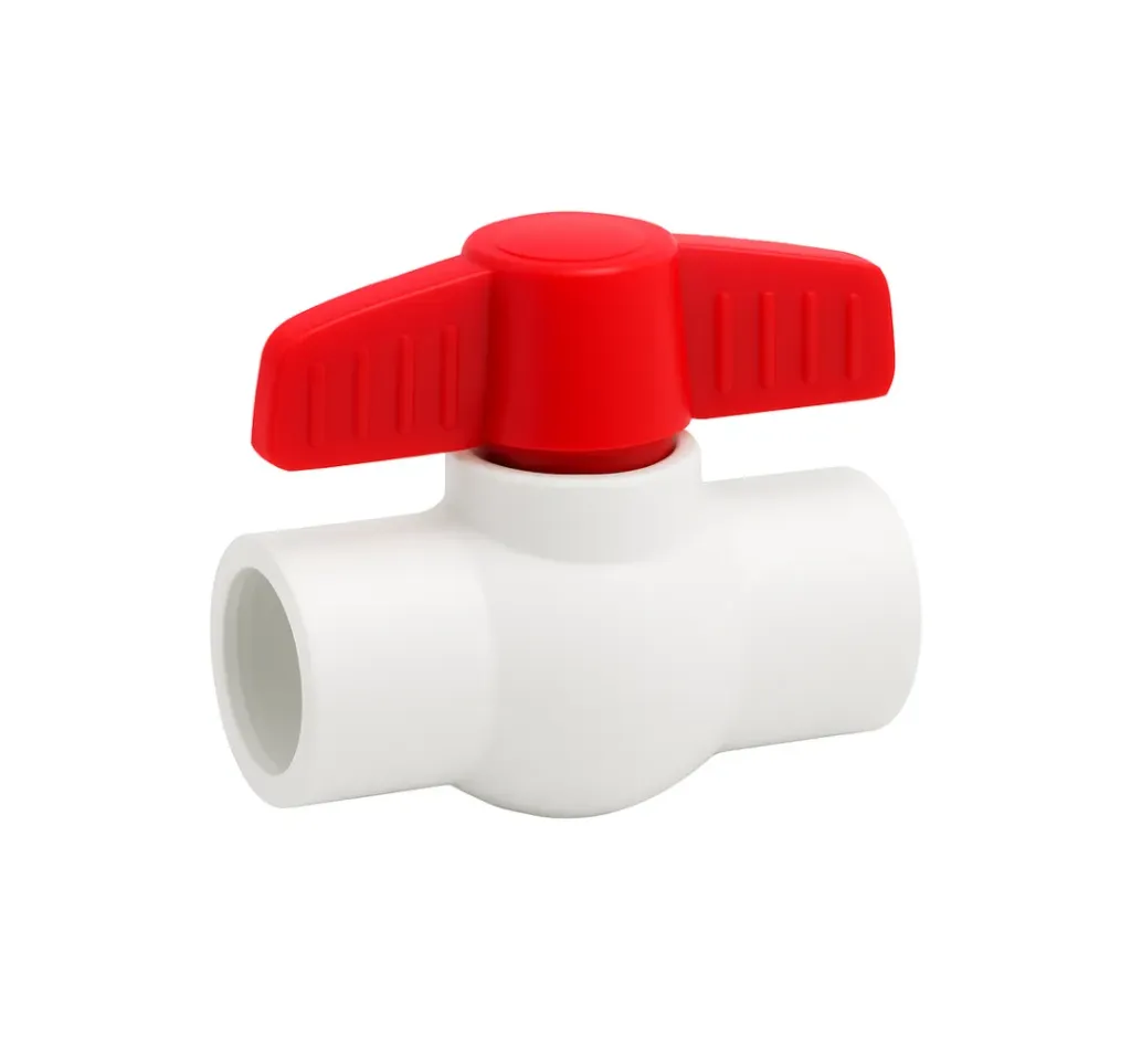 Válvula Esfera 0.50" C40 Cementar Manija Central de PVC Roja