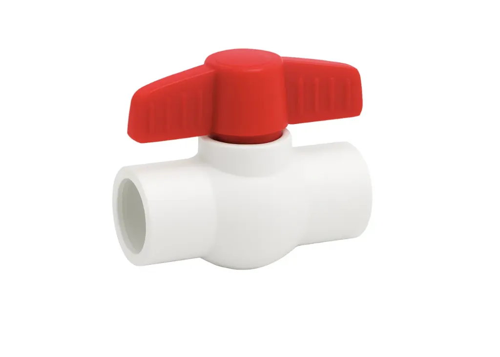 Válvula Esfera 1.25" C40 Cementar Manija Central de PVC Roja