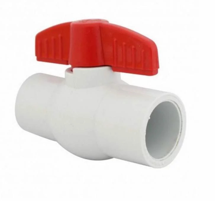 Válvula Esfera 4" C40 Cementar Manija central de PVC Roja