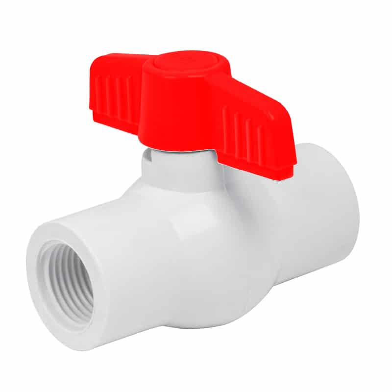 Válvula Esfera 1.5" C40 Roscable Manija central de PVC Roja