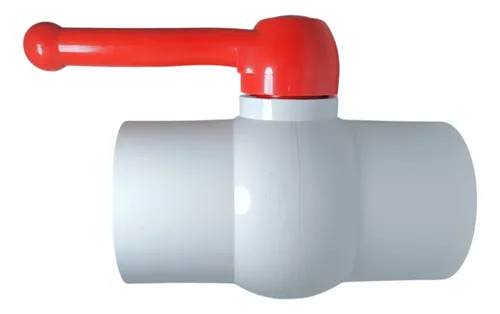 Válvula Esfera 3" C40 Roscable Manija central de PVC Roja