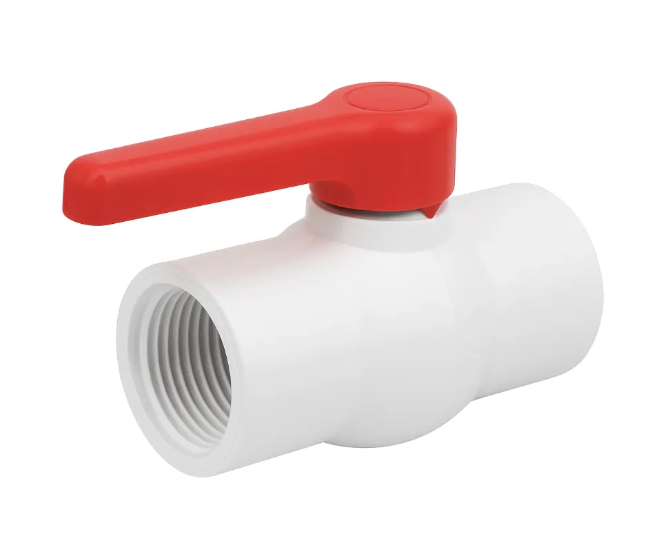 Válvula Esfera 3" C40 Roscable Manija central de PVC Roja