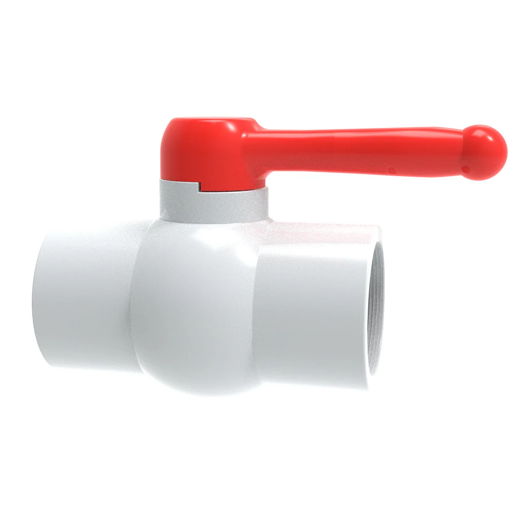 Válvula Esfera 1.5" C40 Cementar Manija Roja