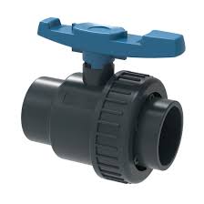 Válvula Esfera 1 Tuerca Unión 4" C80 Roscable Manija central Azul