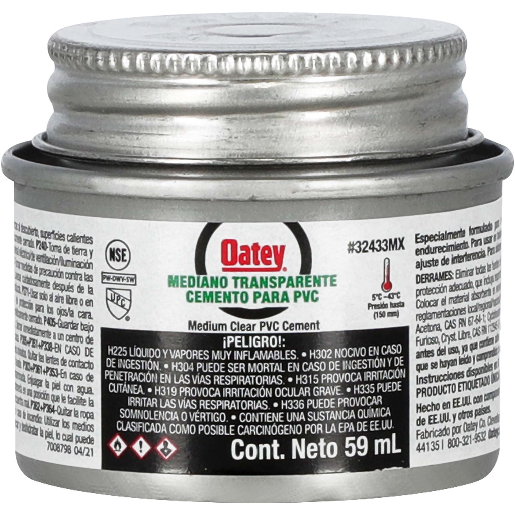 Pegamento para PVC 2 oz (59 ml) 1/16 lt Oatey