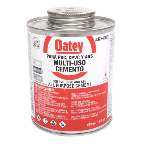 Pegamento para PVC/CPVC 16 oz (473 ml) 1/2 lt Oatey MULTIUSOS