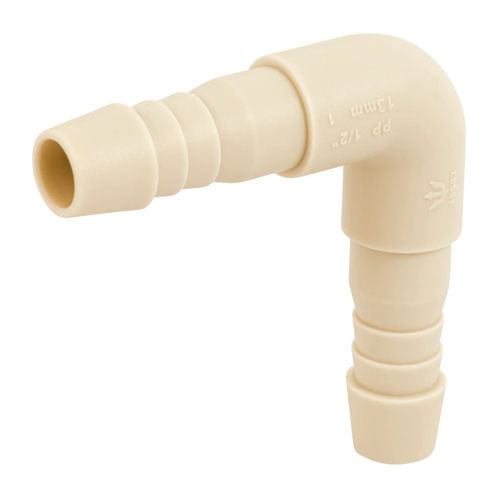 Codo de Inserción de Plástico de 1/2x3/8" (13x10 mm)