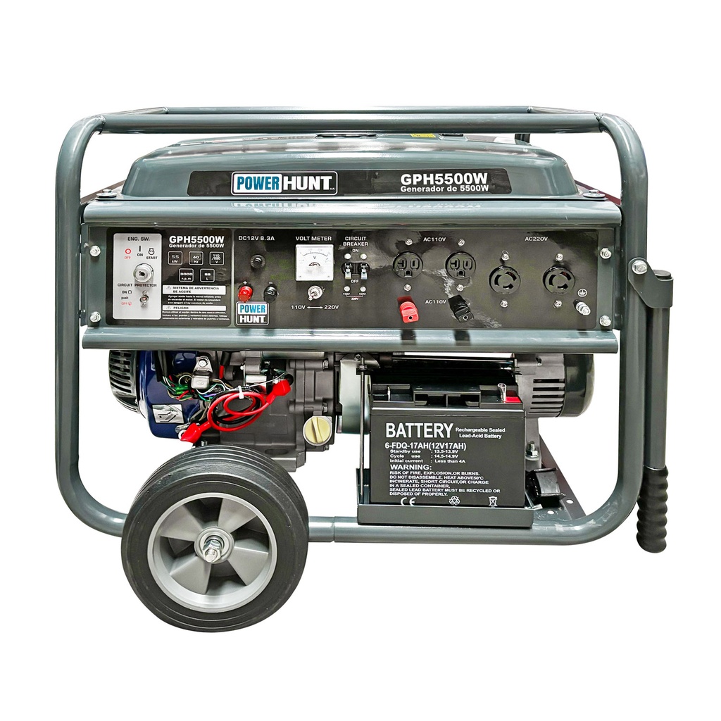 Generador a Gasolina GPH5500W 5,500W 15HP. POWER HUNT.